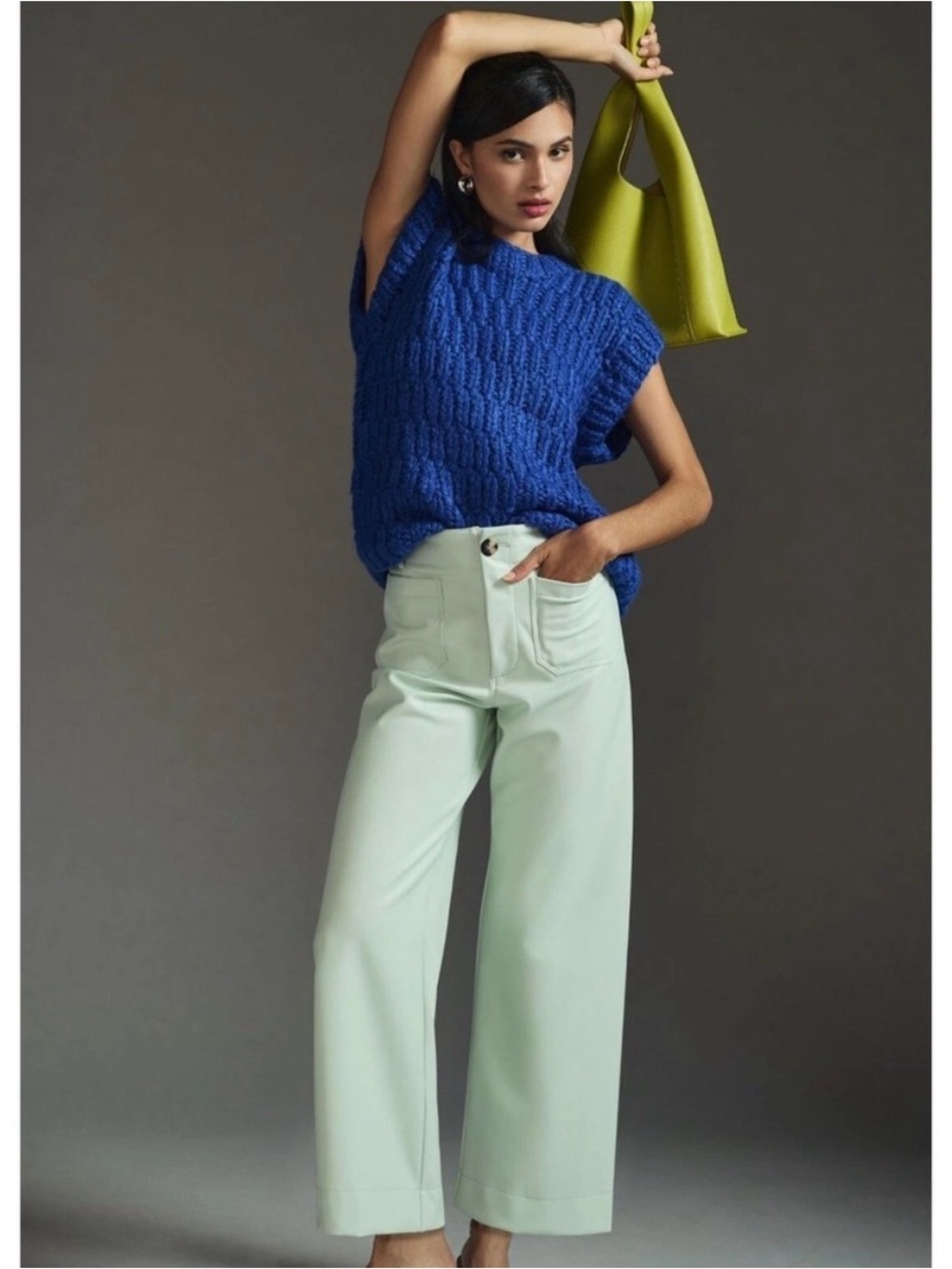 Maeve | The Colette Pant, Faux Leather,‎ Mint Green size 29.